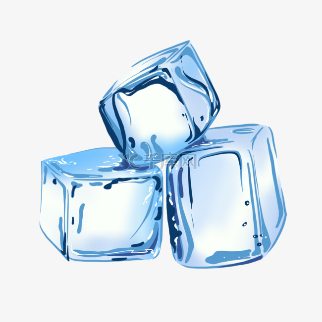 冰块写实蓝色立体
