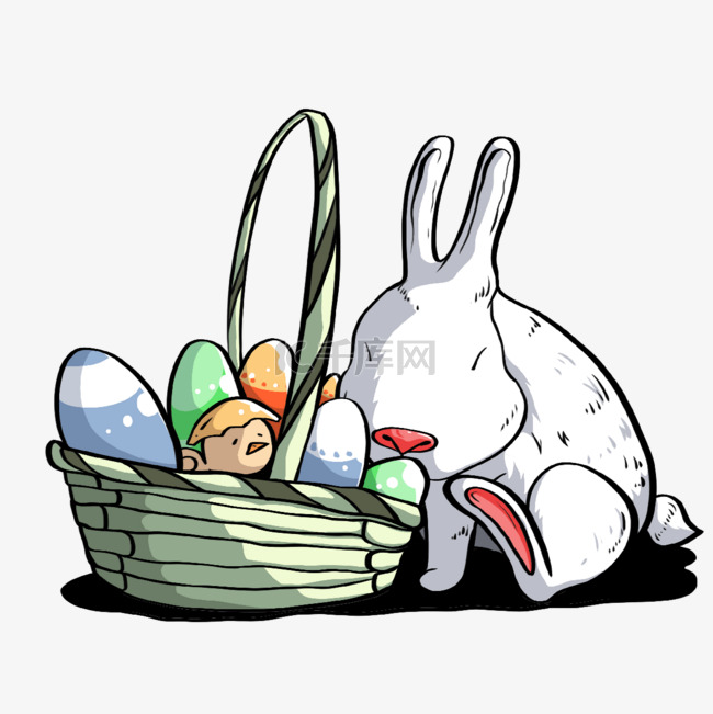 兔子小鸡篮子复活节