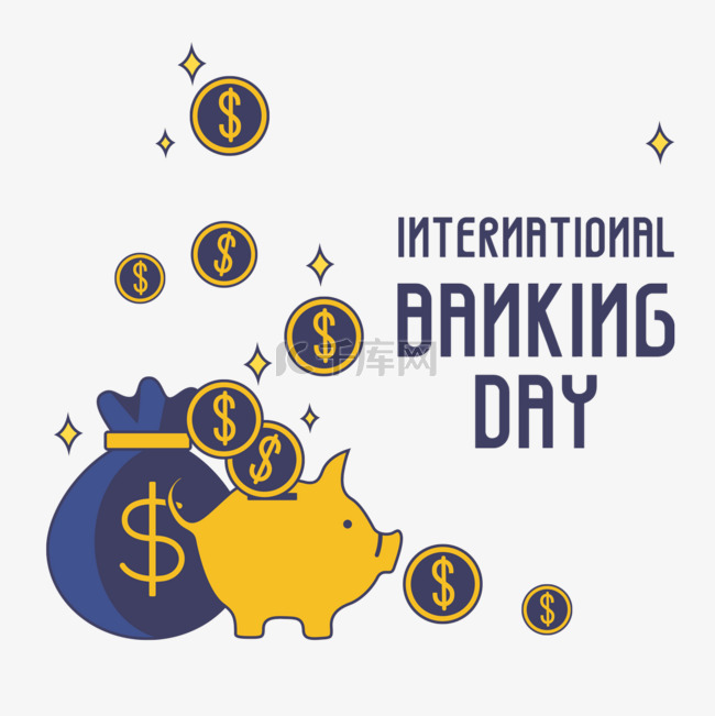 黄色存钱罐小猪国际银行日
