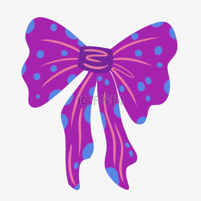 斑点图案紫色蝴蝶结卡通嬉皮士贴