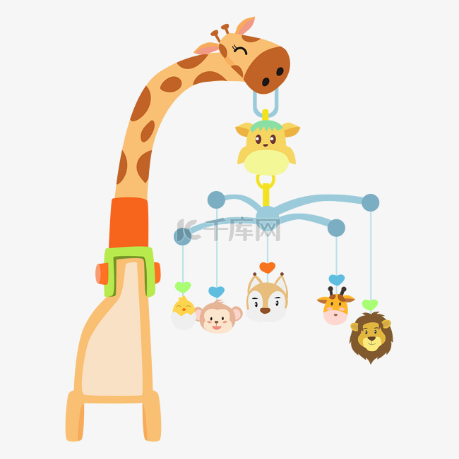 婴儿玩具动物挂饰矢量图