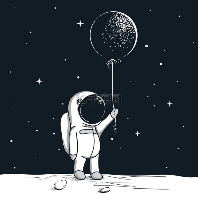 冒险宇航员在月球上