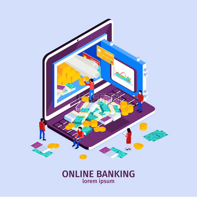 网上银行概念与现代技术符号等距