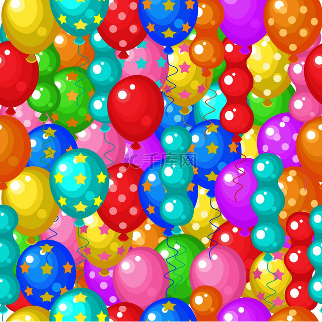 无缝图案色彩鲜艳的气球矢量插图