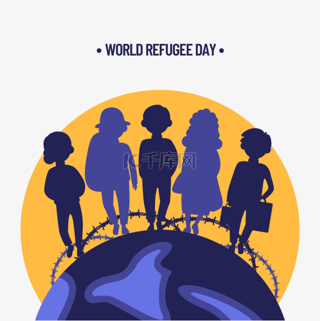 黄紫色世界难民日