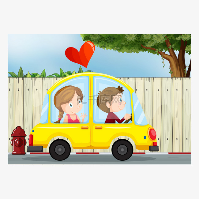 A couple inside the yellow car