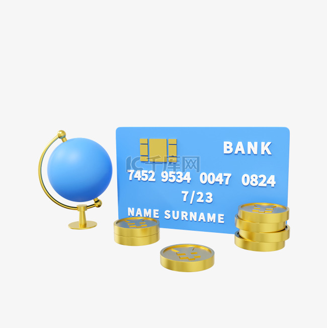 3DC4D立体金融银行卡金币钱币