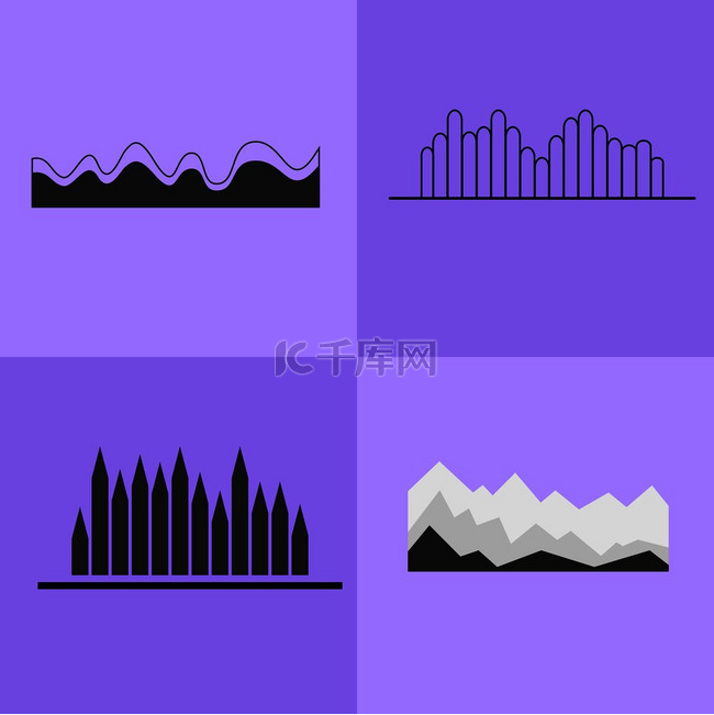 折线图和波浪图集，由四个图标组