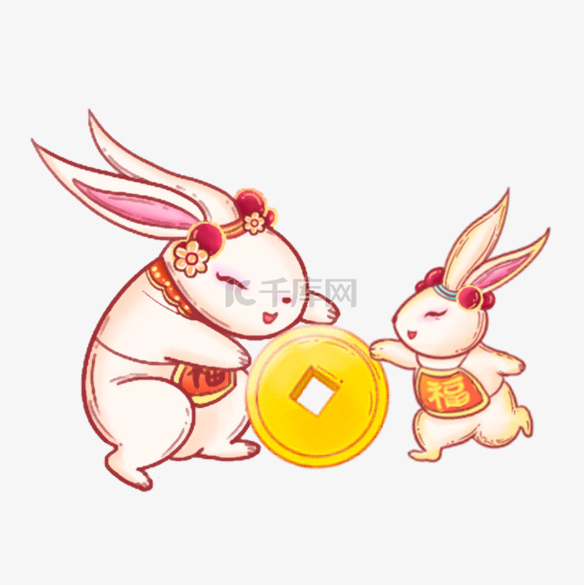 新春兔年喜庆兔子金币