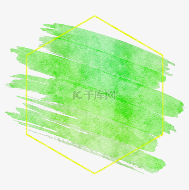 笔刷笔触绿色形状水彩风格