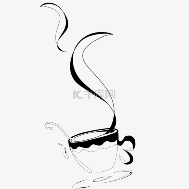 抽象黑白线条咖啡杯