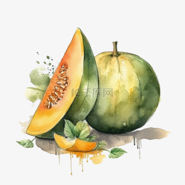 卡通手绘水果香瓜