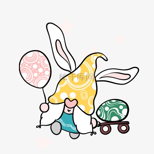 绿色粉色彩蛋复活节可爱卡通兔子
