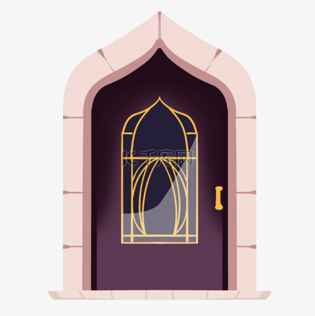 粉色拱形复古中世纪欧洲风格大门