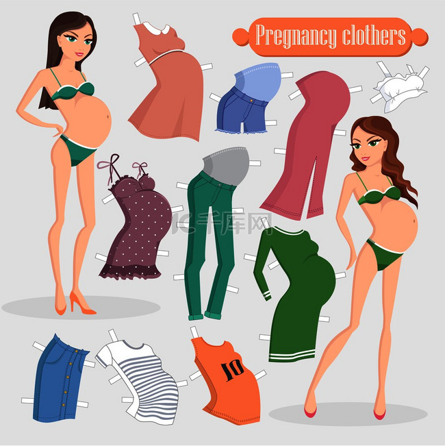 怀孕衣服矢量图。