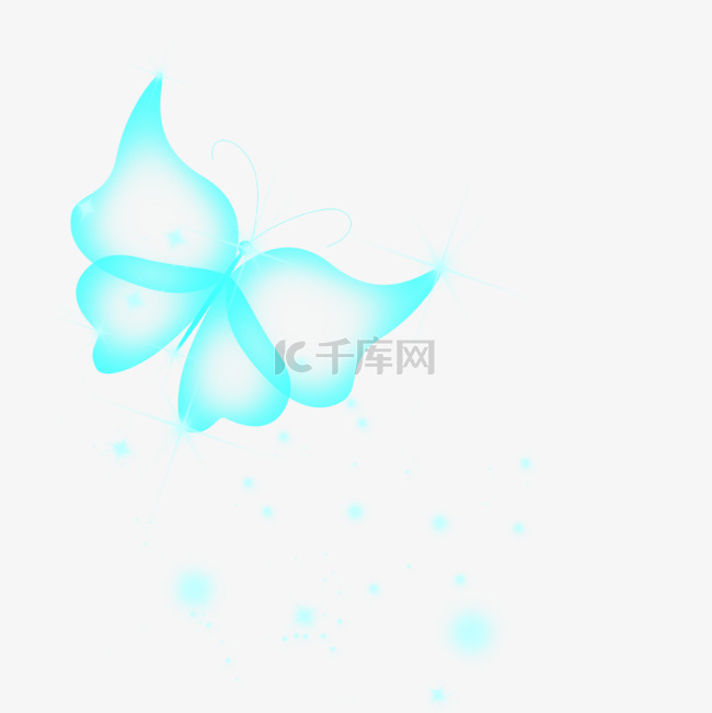 蓝色镂空光效蝴蝶图案