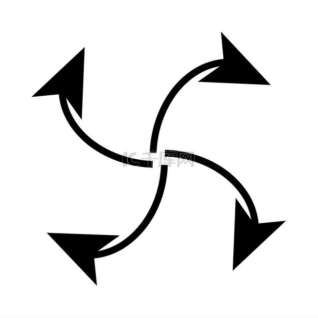 从中心黑色图标开始循环的四个箭