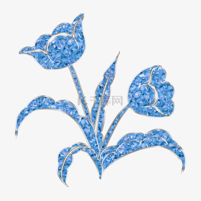 花卉蓝色水晶漂亮图形