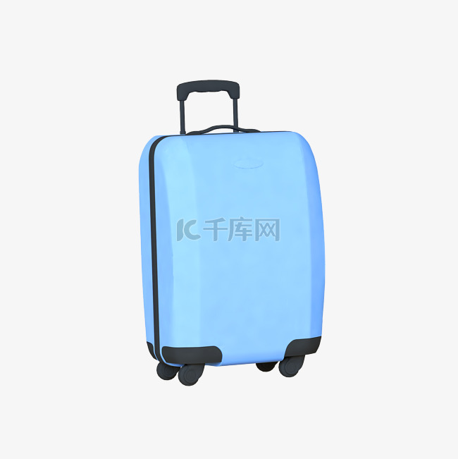 蓝色C4D立体行李箱