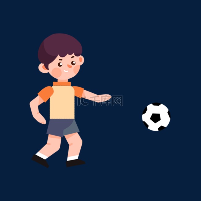男孩踢足球