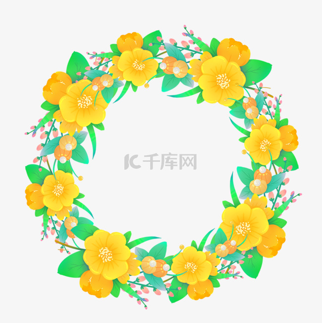 黄色花朵圆环花环花卉