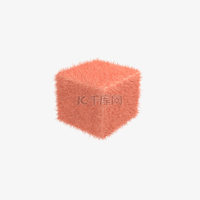 3D粉色毛绒可爱立体漂浮方块