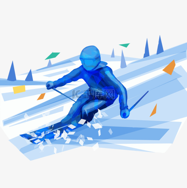 滑雪运动蓝色抽象