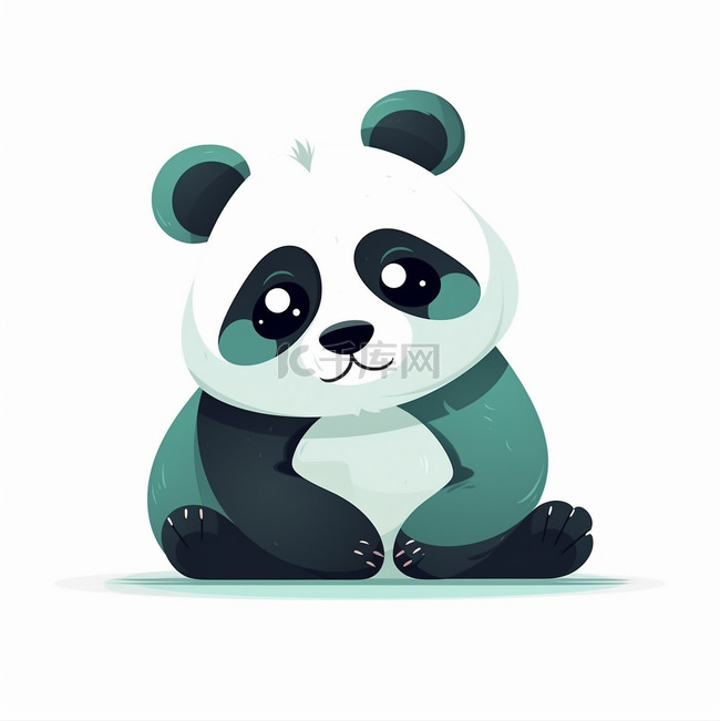 小动物扁平设计熊猫可爱简约背景