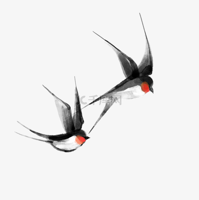 中国风水墨动物燕子