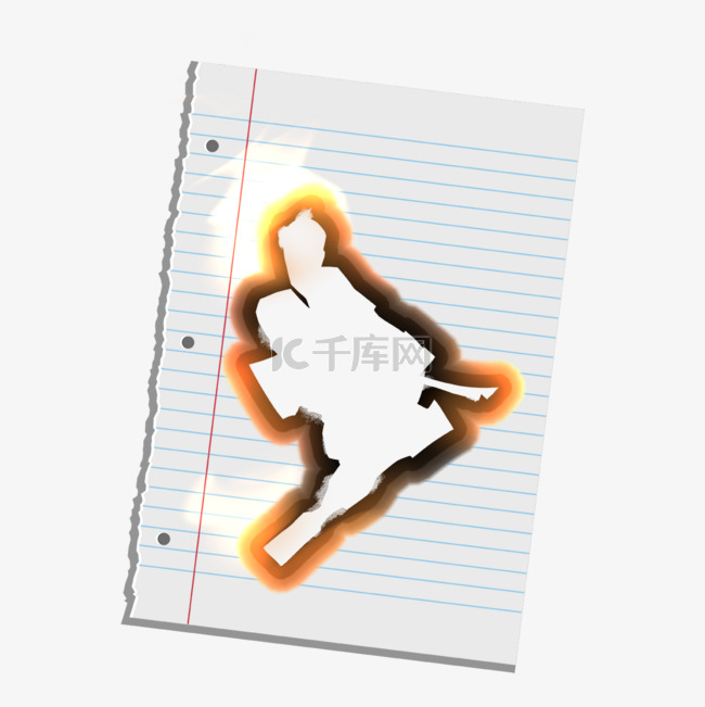 橙色火焰笔记本纸撕纸白色燃烧