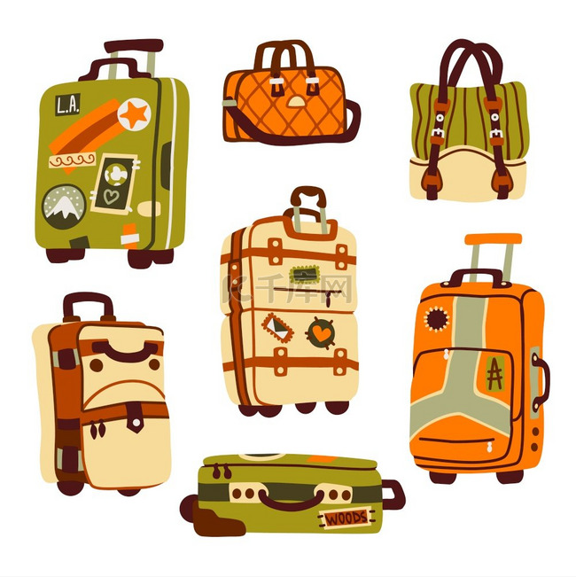 旅行和度假旅行的行李袋、手提箱