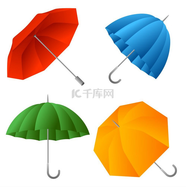 一套彩色雨伞。