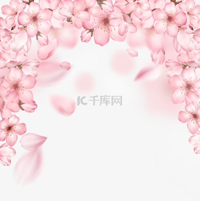 粉色光效浪漫绽放的樱花边框