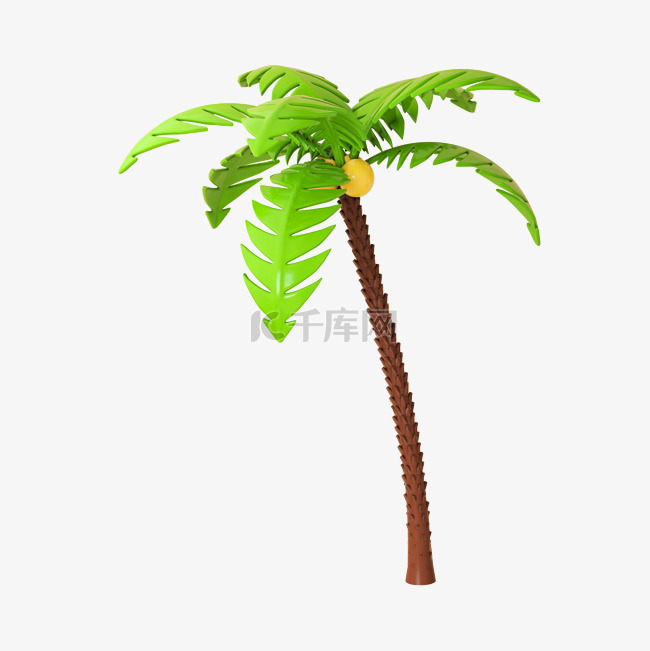 绿色3D夏天夏季椰子树椰树植物