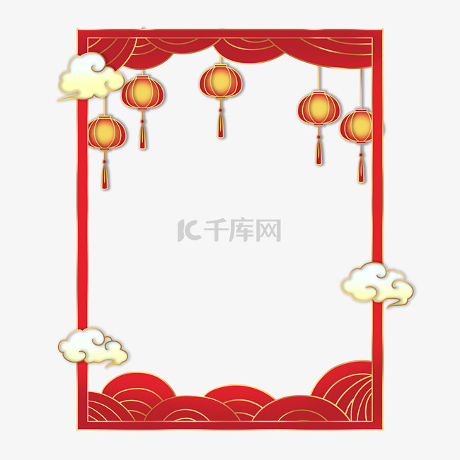 春节新年中式浮雕国潮边框