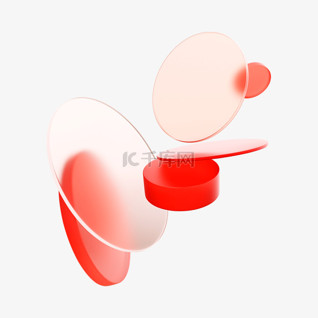 3DC4D立体渐变几何红色毛玻璃