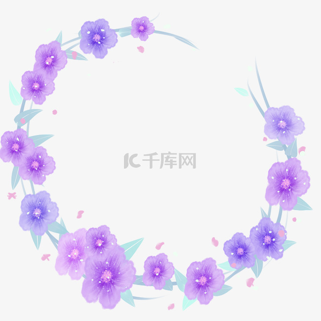 紫色花环边框