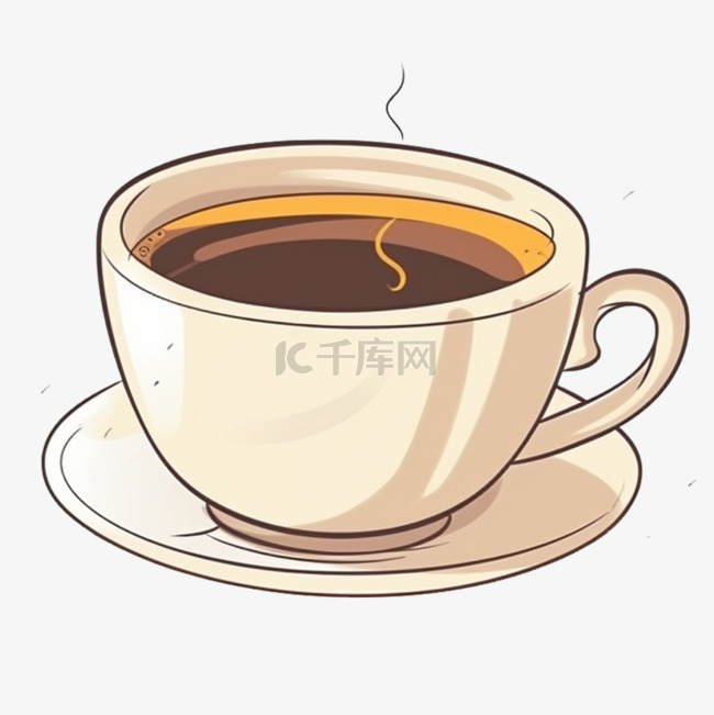 手绘插画风免抠元素咖啡
