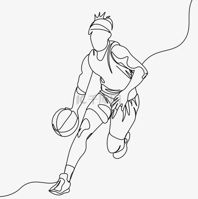 抽象线条画少年篮球运动员