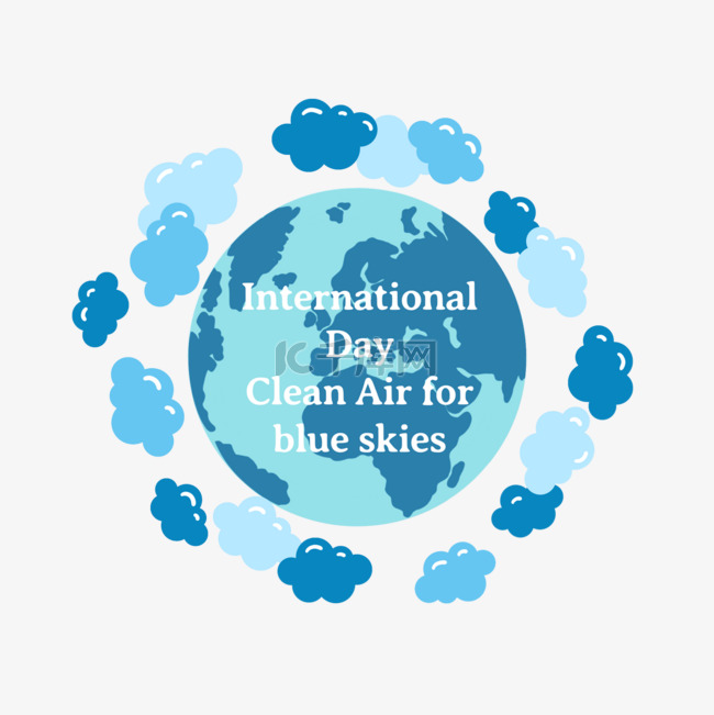 蓝色地球环绕国际蓝天清洁空气日