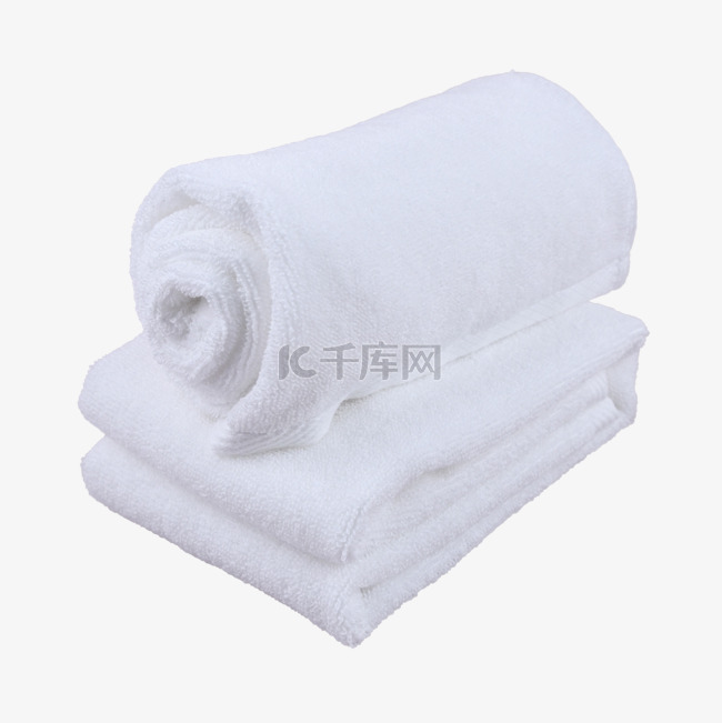 白色毛巾卷静物浴巾织物