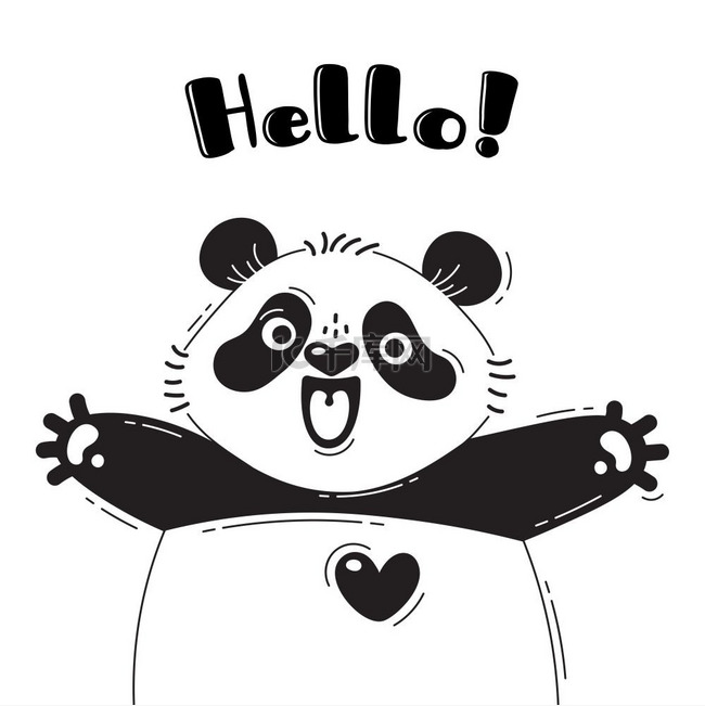 与快乐的熊猫一起大喊的插图-你
