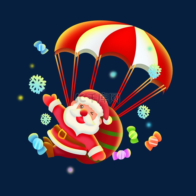 圣诞圣诞节降落伞圣诞老人