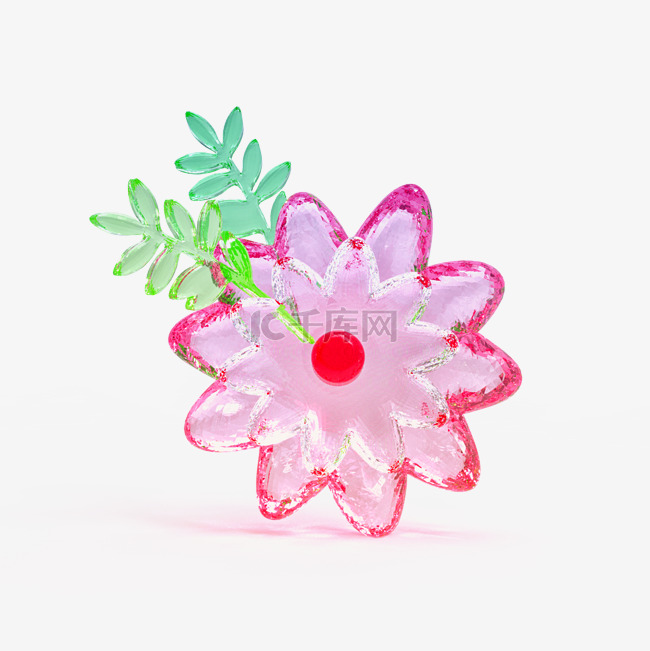 3D立体玻璃质感玻璃花