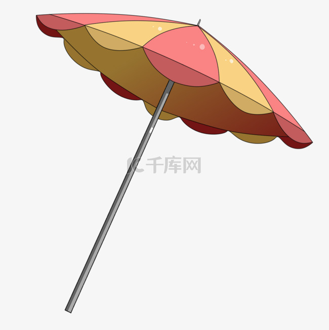 沙滩伞红黄拼色卡通现代感