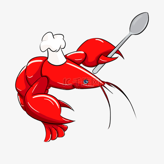 红色海鲜大厨师小龙虾