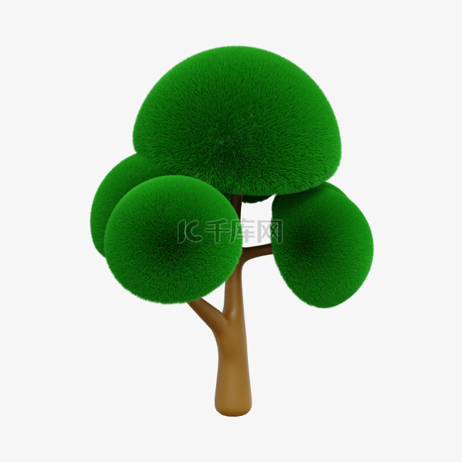 3D立体毛茸树木