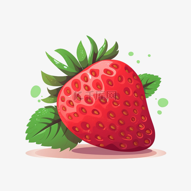 夏季扁平卡通风一颗草莓