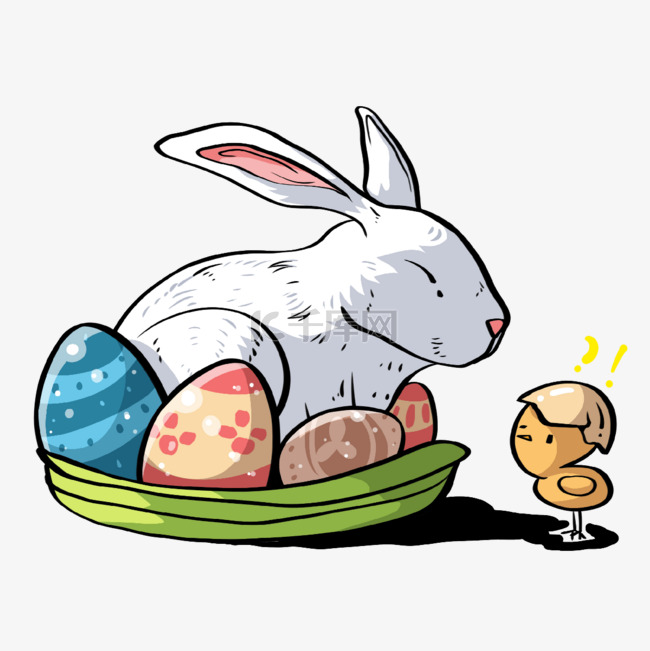 大兔子彩蛋小鸡复活节
