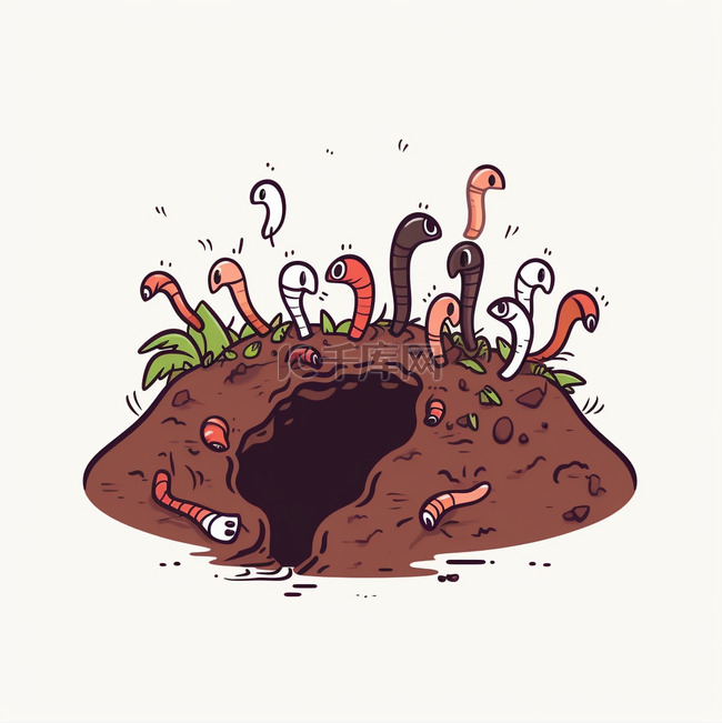 夏天泥土挖洞的蚯蚓